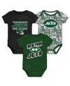 Outerstuff Baby Boys And Girls 3-piece New York Jets Play Day Bodysuit Set In Black