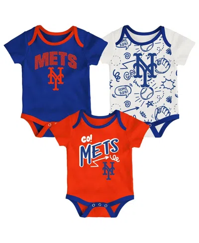 Outerstuff Baby Boys And Girls 3-piece New York Mets All Day Play Bodysuit Set In Multi