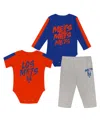 Outerstuff Baby Boys And Girls 3-piece New York Mets Double Down Bodysuit And Pants Set In Multi