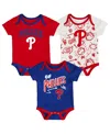 Outerstuff Baby Boys And Girls 3-piece Philadelphia Phillies All Day Play Bodysuit Set In Animal Print