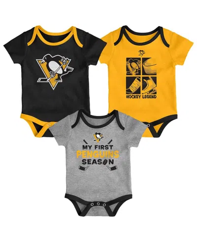 Outerstuff Baby Boys And Girls 3-piece Pittsburgh Penguins Legend Bodysuit Set In Transparent
