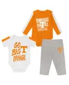 Outerstuff Baby Boys And Girls 3-piece Tennessee Orange/white Tennessee Volunteers Double Down Bodysuit And Pan In Animal Print