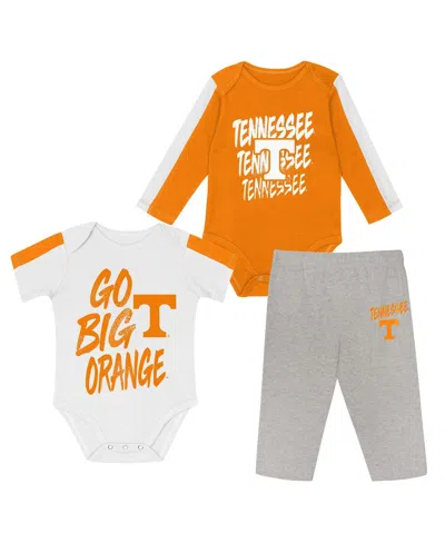 Outerstuff Kids' Baby Boys And Girls 3-piece Tennessee Orange/white Tennessee Volunteers Double Down Bodysuit And Pan In Animal Print