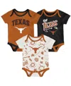 Outerstuff Baby Boys And Girls  Texas Longhorns All Day Play 3-piece Bodysuit Set In Multi