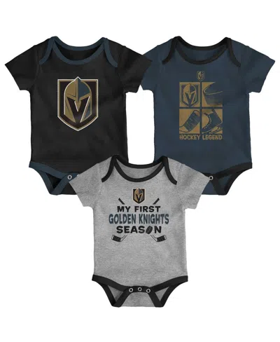 Outerstuff Kids' Baby Boys And Girls 3-piece Vegas Golden Knights Legend Bodysuit Set In Multi