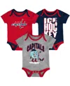 Outerstuff Baby Boys And Girls 3-piece Washington Capitals Triple Header Bodysuit Set In Multi
