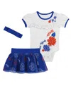 Outerstuff Baby Boys And Girls 3-piece White New York Mets Sweet Catcher Headband Skirt Set In White