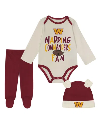 Outerstuff Kids' Baby Boys And Girls 3-pieceâ Burgundy Washington Commanders Little Champ Set In Multi