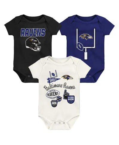 Outerstuff Baby Boys And Girls 3-pack Baltimore Ravens Littlest Player Bodysuit Set In Multi