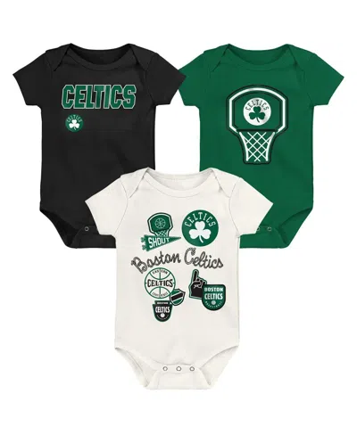 Outerstuff Baby Boys And Girls 3-pack Boston Celtics Littlest Player Bodysuit Set In Green