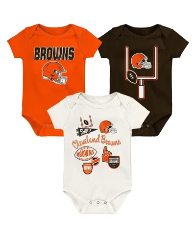 Outerstuff Baby Boys And Girls 3-pack Cleveland Browns Littlest Player Bodysuit Set In Multi
