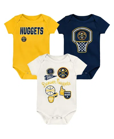 Outerstuff Baby Boys And Girls 3-pack Denver Nuggets Littlest Player Bodysuit Set In Yellow