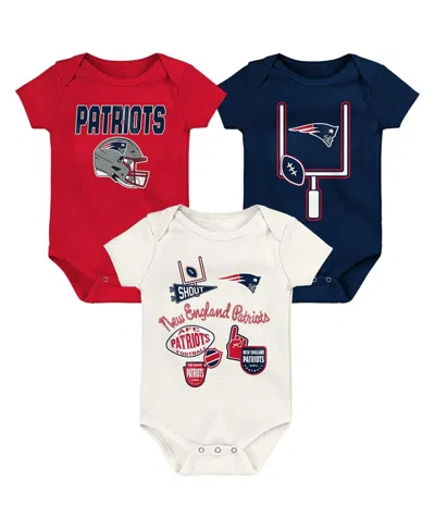 Outerstuff Baby Boys And Girls 3-pack New England Patriots Littlest Player Bodysuit Set In Multi