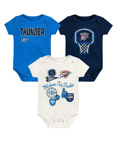 Outerstuff Baby Boys And Girls 3-pack Oklahoma City Thunder Littlest Player Bodysuit Set In Blue