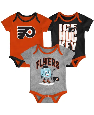Outerstuff Baby Boys And Girls 3-pack Philadelphia Flyers Triple Header Bodysuit Set In Multi