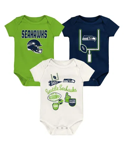 Outerstuff Baby Boys And Girls 3-pack Seattle Seahawks Littlest Player Bodysuit Set In Green
