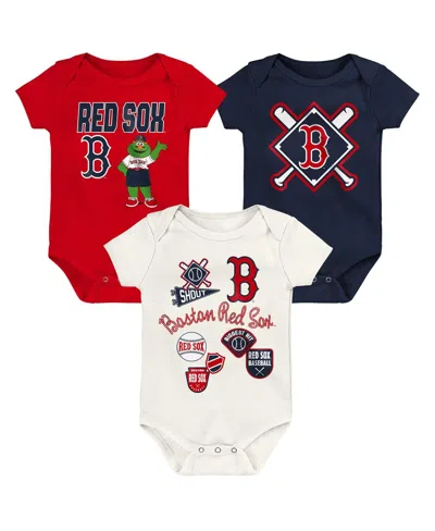 Outerstuff Baby Boys And Girls 3-piece Boston Red Sox Home Plate Creeper Set In Multi