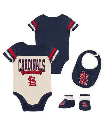 Outerstuff Baby Boys And Girls 3-piece Navy St. Louis Cardinals Up One Bodysuit, Bib And Booties Set In Blue