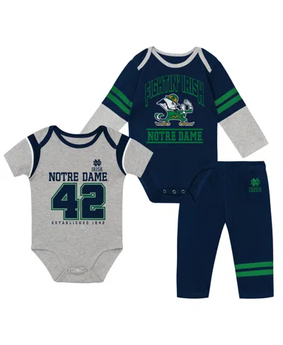 Outerstuff Baby Boys And Girls 3-piece Notre Dame Fighting Irish Double Up Bodysuits And Pants In Multi
