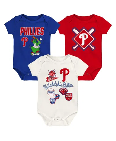 Outerstuff Kids' Baby Boys And Girls 3-piece Philadelphia Phillies Home Plate Creeper Set In Multi