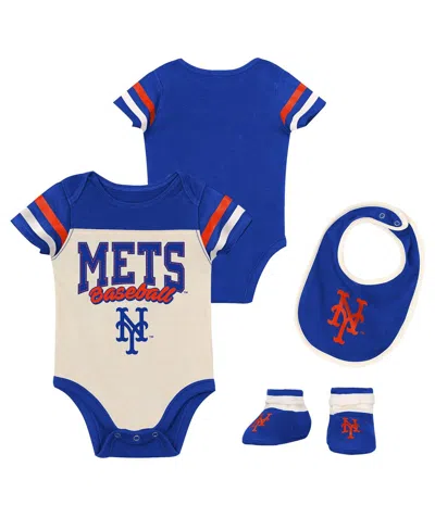 Outerstuff Baby Boys And Girls 3-piece Royal New York Mets Up One Bodysuit, Bib And Booties Set In Blue