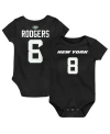 OUTERSTUFF BABY BOYS AND GIRLS AARON RODGERS BLACK NEW YORK JETS MAINLINER PLAYER NAME AND NUMBER BODYSUIT