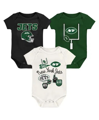 Outerstuff Baby Boys And Girls Baby Boys And Girls New York Jets Littlest Player Three-piece Bodysuit Set In Multi