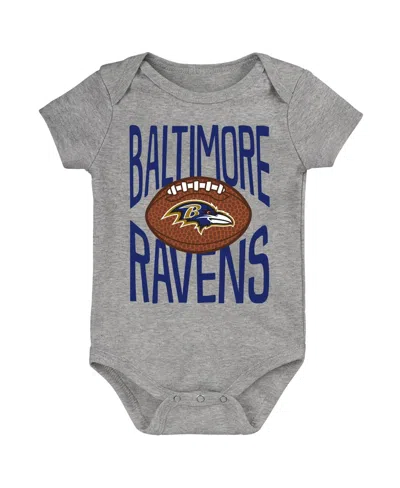 Outerstuff Baby Boys' And Girls' Baltimore Ravens For The Ball Snap-bottom Bodysuit In Gray