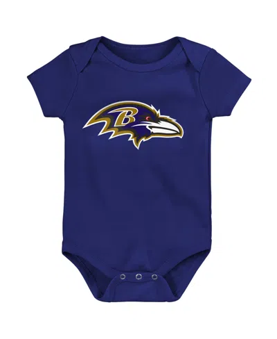 Outerstuff Baby Boys' And Girls' Baltimore Ravens Short-sleeve Lap-shoulder Neckline Bodysuit In Purple