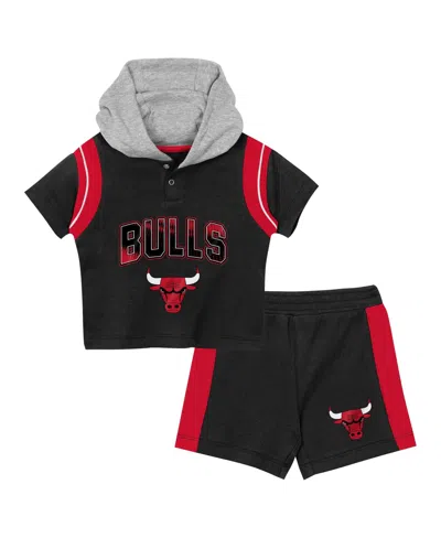 Outerstuff Baby Boys' And Girls' Black Chicago Bulls Get Back Short-sleeve Hoodie Shorts 2-pack Set