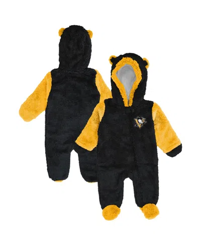 Outerstuff Kids' Baby Boys And Girls Black Pittsburgh Penguins Stay Napping Fleece Bunting Full-zip Sleeper