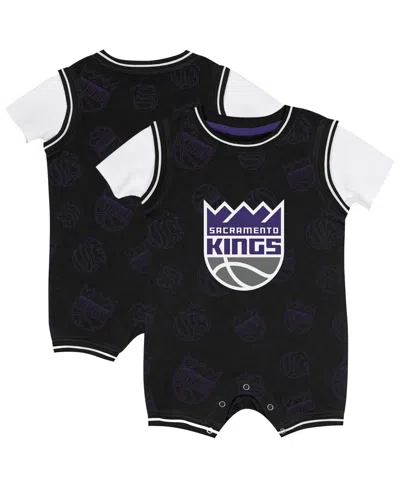 Outerstuff Kids' Baby Boys And Girls Black Sacramento Kings Logo Mania Romper