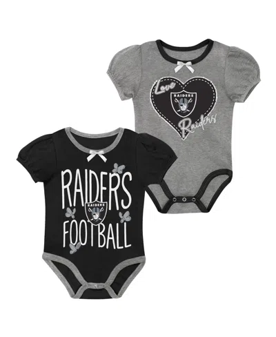 Outerstuff Kids' Baby Boys And Girls Black/silver Las Vegas Raiders Star Power Bodysuit, 2-piece Set In Black,silver