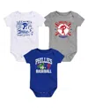 Outerstuff Baby Boys And Girls Blue Philadelphia Phillies Batter Up Bodysuit, Set Of 3 In Multi
