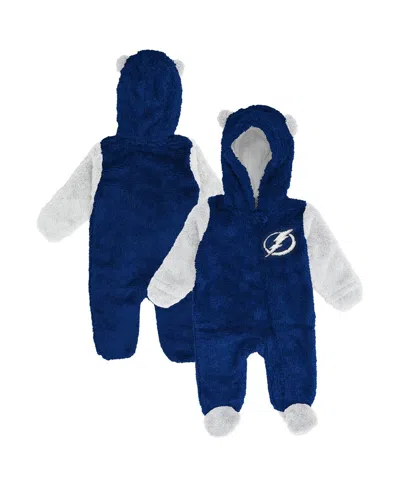 Outerstuff Baby Boys And Girls Blue Tampa Bay Lightning Stay Napping Fleece Bunting Full-zip Hooded Sleeper