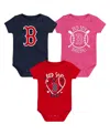 Outerstuff Baby Boys And Girls Boston Red Sox Slide Home Bodysuit 3-pack In Multi