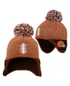 Outerstuff Baby Boys And Girls Brown Cleveland Browns Football Head Knit Hat With Pom In Brown