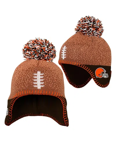 Outerstuff Kids' Baby Boys And Girls Brown Cleveland Browns Football Head Knit Hat With Pom