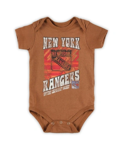 Outerstuff Baby Boys And Girls Brown Distressed New York Rangers Hip To The Game Bodysuit