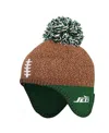 Outerstuff Baby Boys And Girls Brown New York Jets Football Head Knit With Pom Hat In Brown
