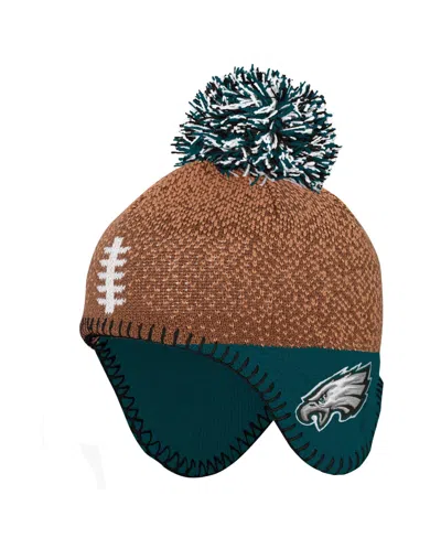 Outerstuff Kids' Baby Boys' And Girls' Brown Philadelphia Eagles Football Head Knit Pom Hat