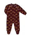 Outerstuff Baby Boys And Girls Burgundy Washington Commanders Allover Print Raglan Full-zip Sleeper In Burgundy