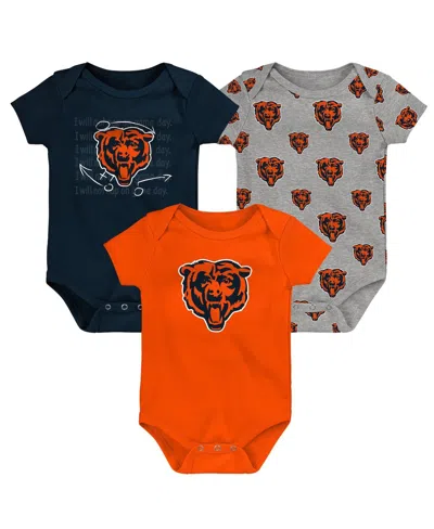 Outerstuff Kids' Baby Boys And Girls Chicago Bears Team Starter Bodysuit, Set Of 3 In Navy