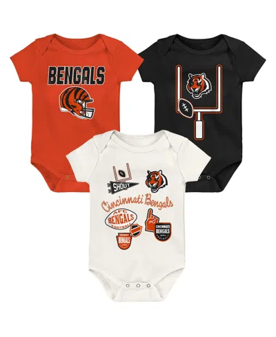 Outerstuff Baby Boys' And Girls' Cincinnati Bengals Littlest Player Short-sleeve Three-piece Bodysuit Set In Multi