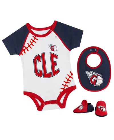 Outerstuff Baby Boys And Girls Cleveland Guardians Tied Up Bodysuit And Bib Bootie Set In Blue