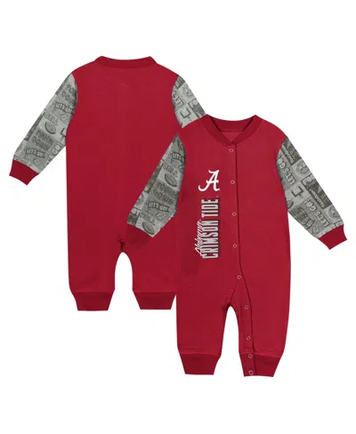 Outerstuff Kids' Baby Boys And Girls Crimson Alabama Crimson Tide Playbook Color Block Long Sleeve Coveralls In Red