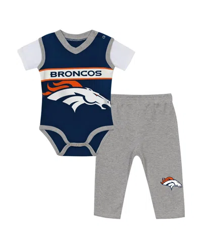 Outerstuff Kids' Baby Boys' And Girls' Denver Broncos Cotton Short-sleeve Bodysuit And Pants Set In Gray