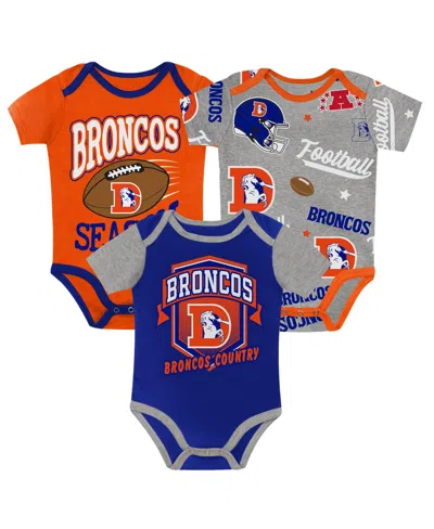 Outerstuff Baby Boys And Girls Denver Broncos First Round Pick Screen-print Short-sleeve 3-piece Creeper Set In Multi