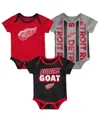 Outerstuff Baby Boys And Girls Detroit Red Wings Loyal Buddies Three-pack Bodysuit Set In Red