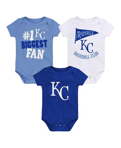 Outerstuff Baby Boys And Girls Fanatics Kansas City Royals Fan Pennant 3-pack Bodysuit Set